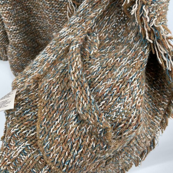 SPARROW ANTHROPOLOGIE Loose Knit Fringe Open Cardigan Brown Green Size M - Picture 6 of 9